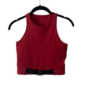 Nike XS Buckle Cropped Training Tank Maroon High Neck Cutout Workout Bra